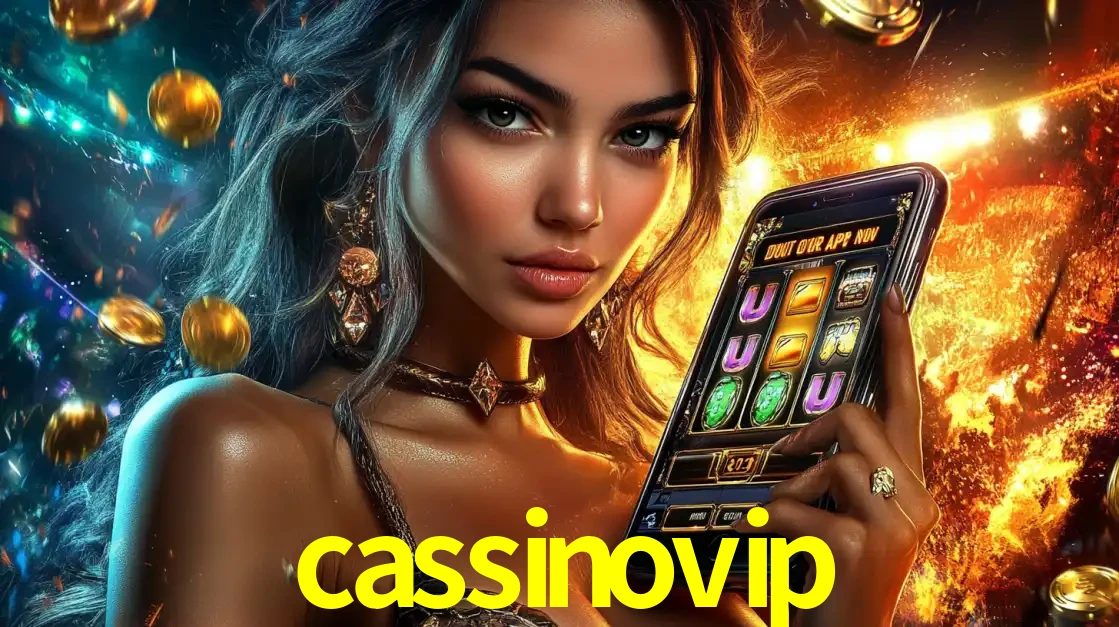 Mulher elegante mostrando um jogo de caça-níqueis em seu smartphone, destacando a experiência de cassino móvel oferecida pelo aplicativo cassinovip.